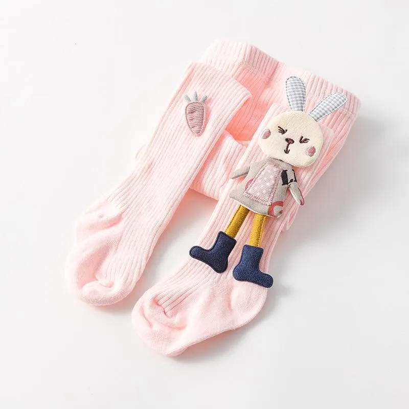 Kids Girls Cotton Knitted Cute Doll Cartoon Tights