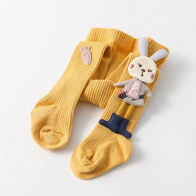 Kids Girls Cotton Knitted Cute Doll Cartoon Tights