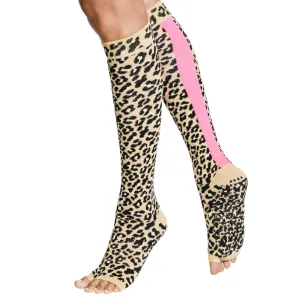 Knee High - Leopard Pink Stripe - Grip Socks