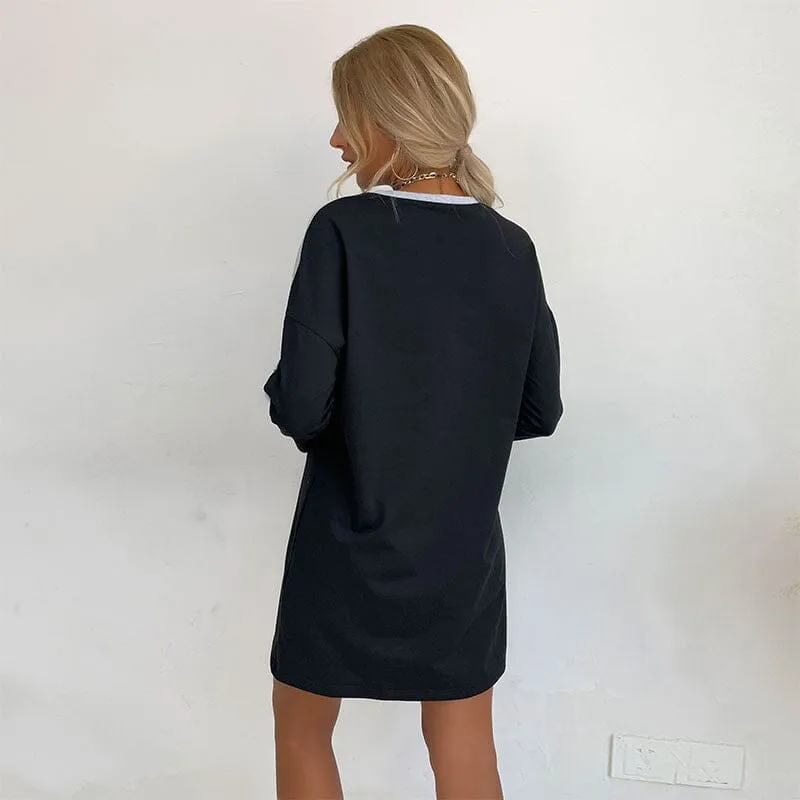 Lace Panel Sweatshirt Dress