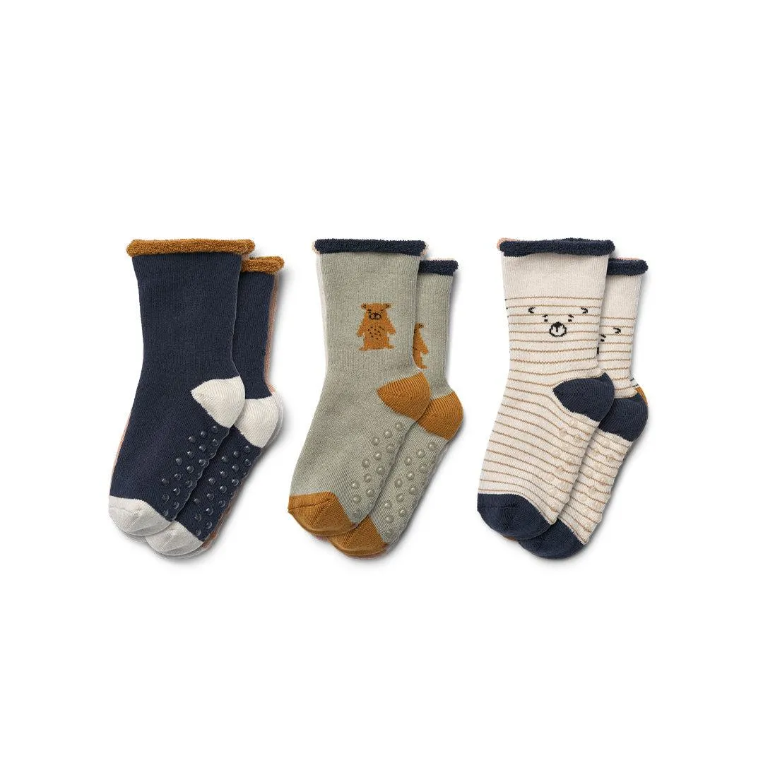 Liewood Eloy Baby Socks - 3 Pack - Teddy - Dove Blue Mix