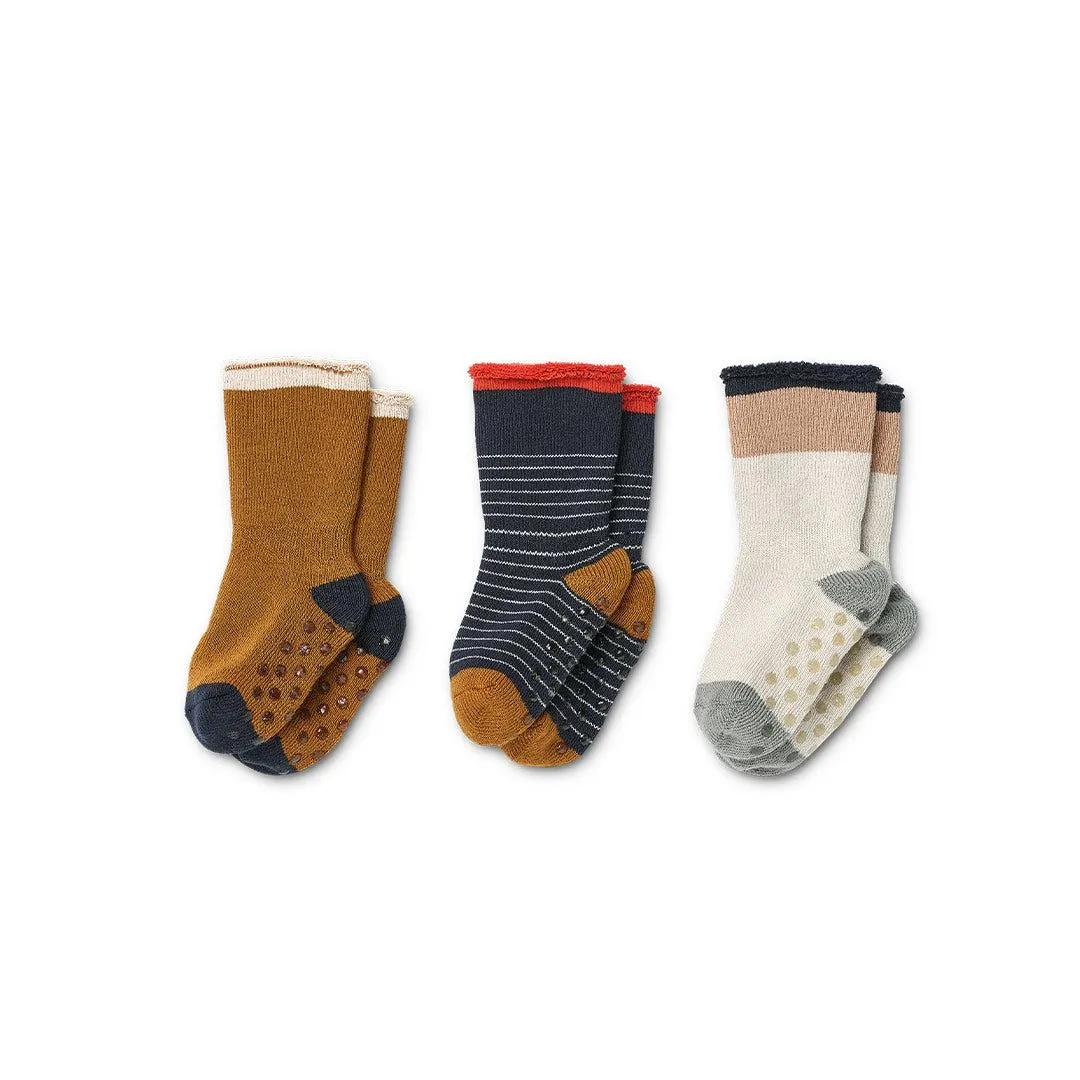 Liewood Eloy Baby Socks 3-Pack - Y/D Stripe Classic Navy/Sandy