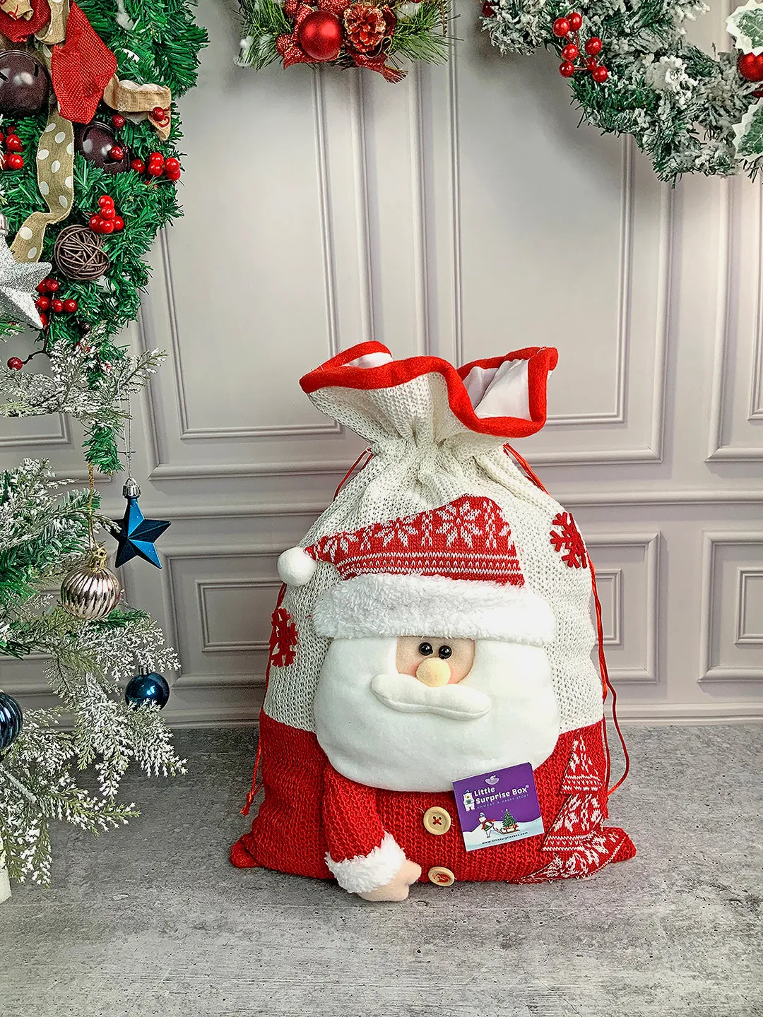 Little Surprise Box Knitted Large Size Christmas Sack and Gift Bag for Christmas Gifts