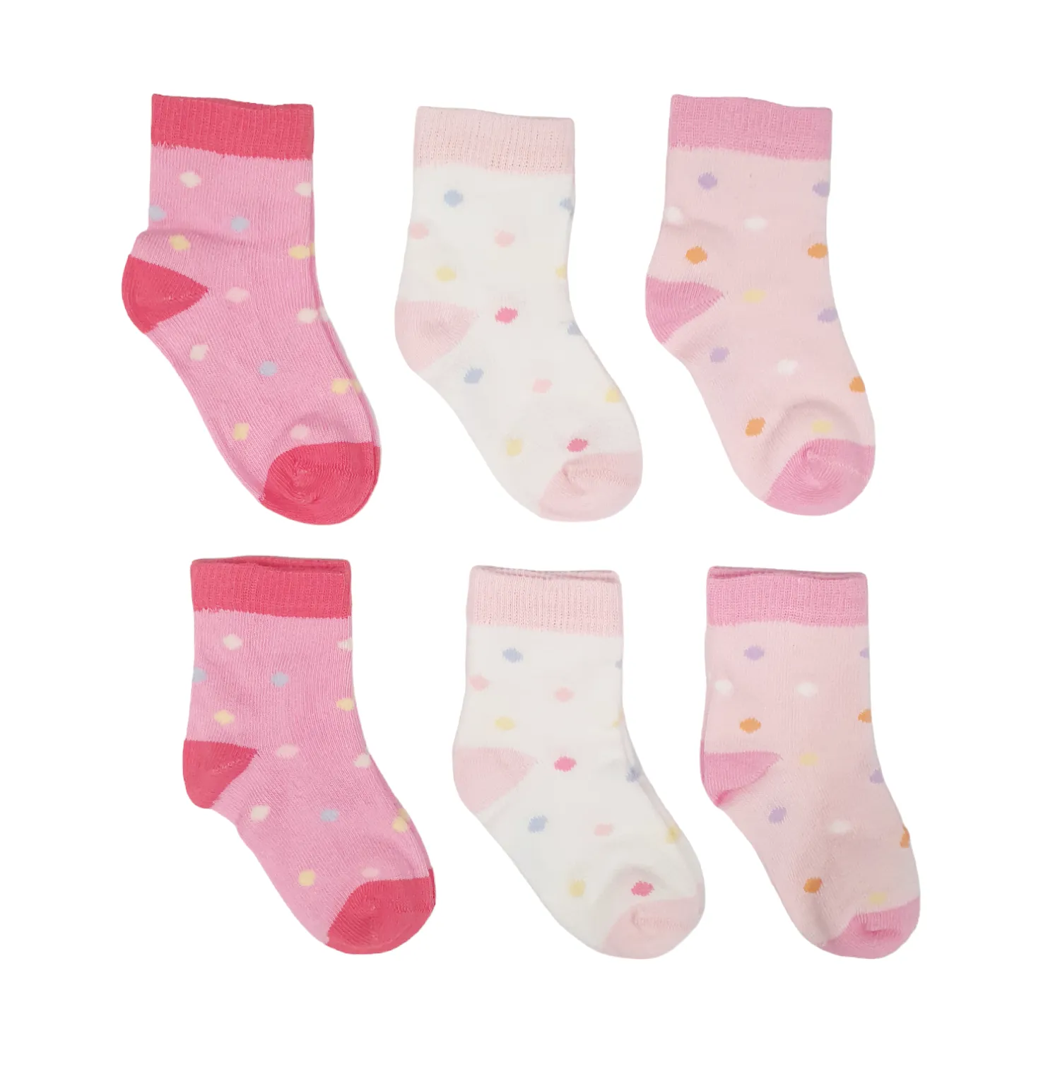 Little Team Cotton Rich Seamless Socks Dots 6Pk (0-12mths)