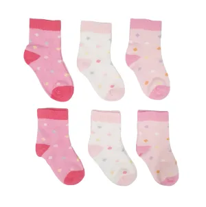 Little Team Cotton Rich Seamless Socks Dots 6Pk (0-12mths)