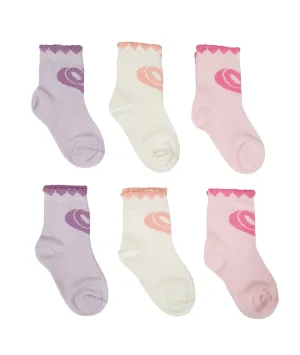 Little Team Cotton Rich Seamless Socks Heart 6Pk (1-3yrs)