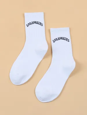 Los Angeles White Crew Socks Silly Socks for Men Funky Socks Funny Socks Novelty