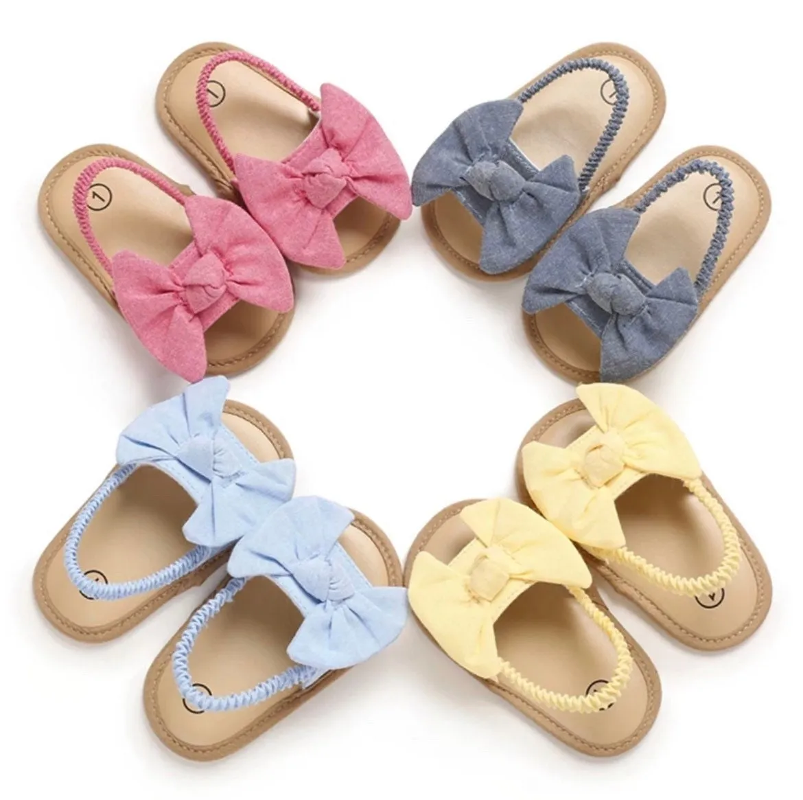 Maria - Baby Girl Cotton Bow Sandals