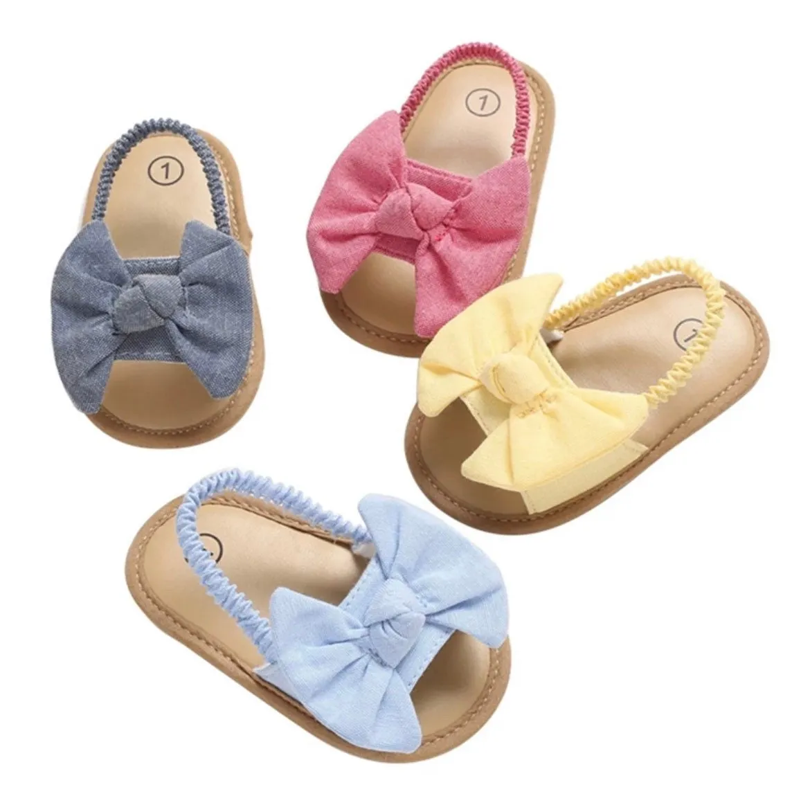 Maria - Baby Girl Cotton Bow Sandals