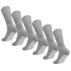 Men Women Anti Slip Grip Non Skid Crew Cotton Diabetic Socks For Home Hospital 6-Pairs