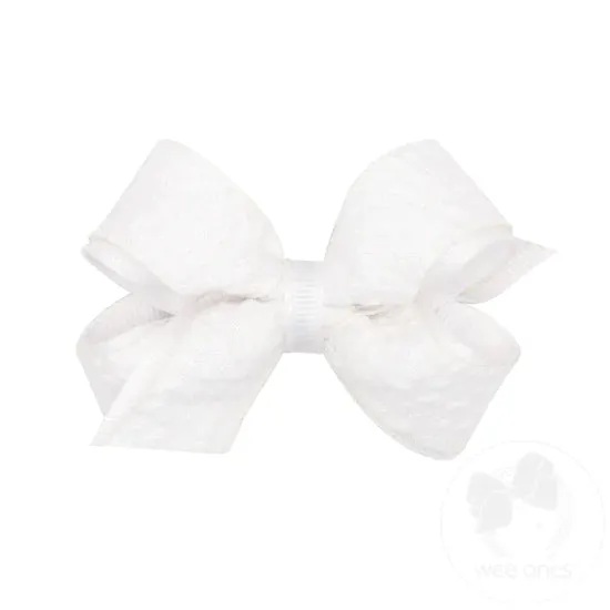 Mini Grosgrain & Genuine Seersucker Fabric Overlay Hair Bow