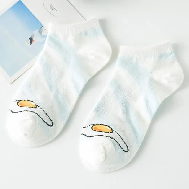 New Fashion Cute Cartoon Food Printed Cotton Good All Match Female Socks