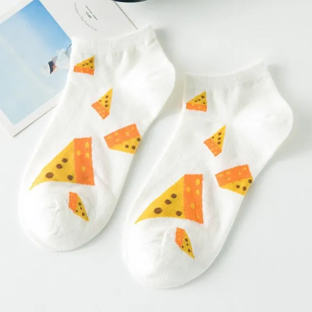 New Fashion Cute Cartoon Food Printed Cotton Good All Match Female Socks