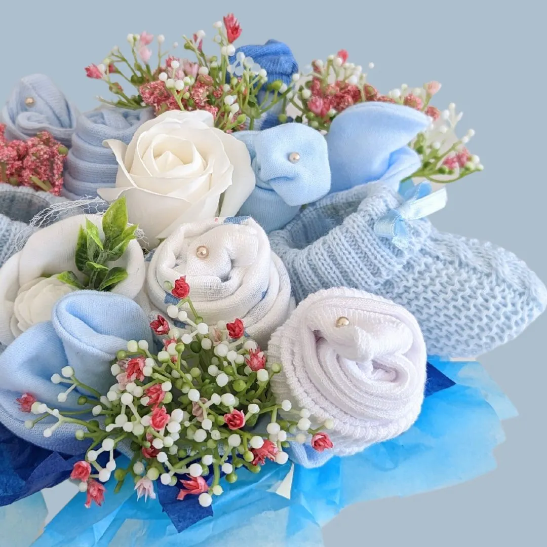 New Mum Gift - Baby Sock Bouquet (Blue)