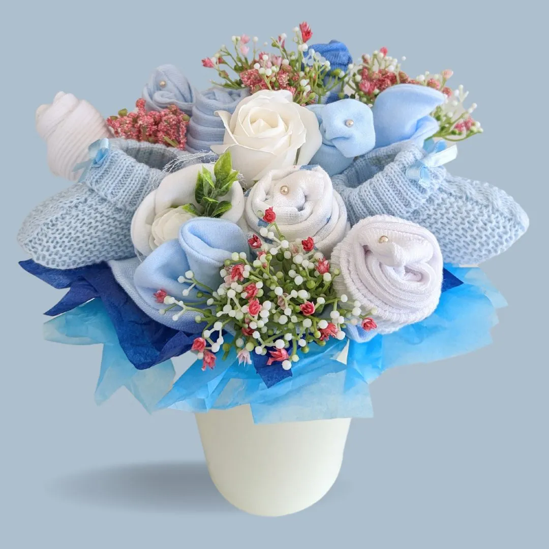 New Mum Gift - Baby Sock Bouquet (Blue)