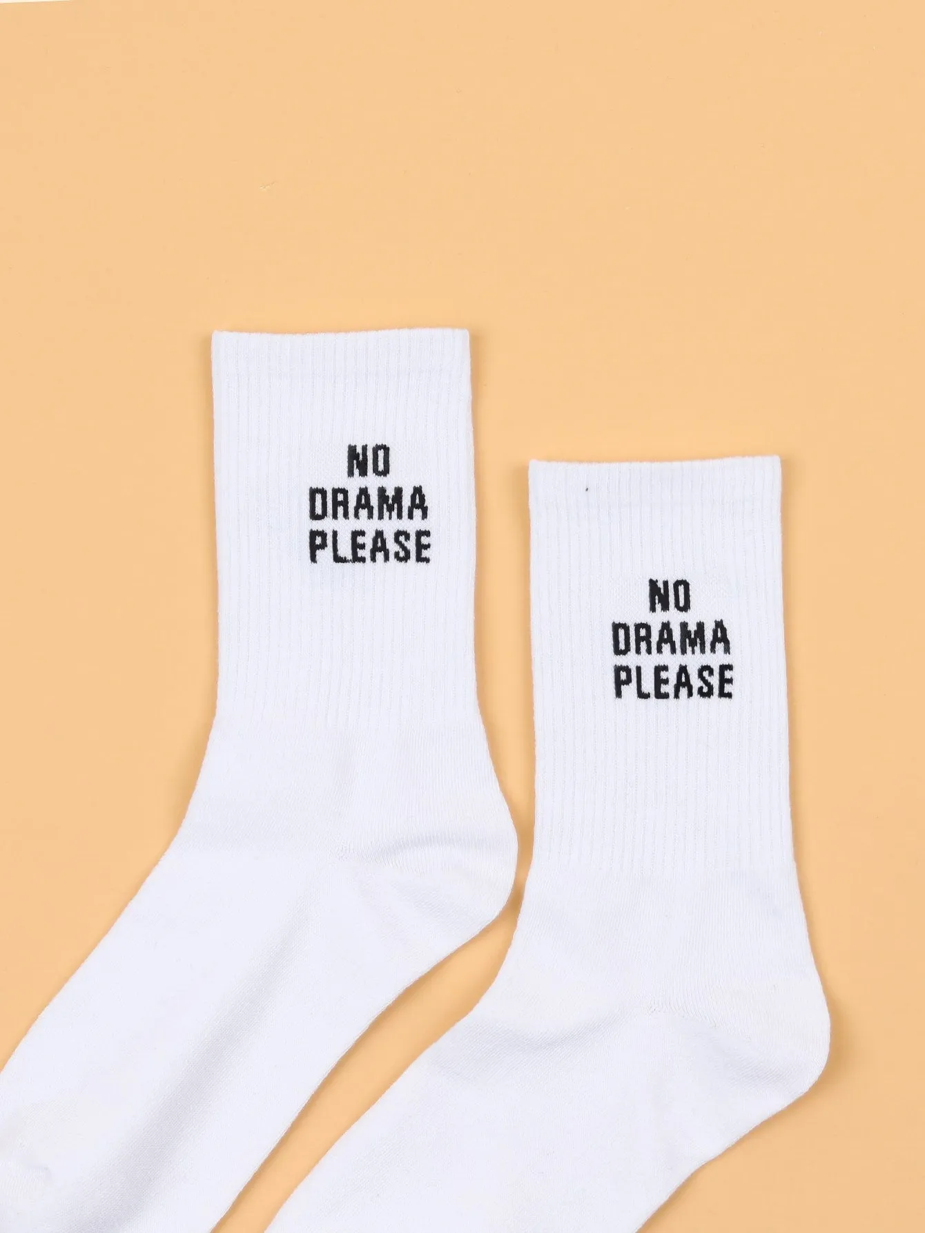 No Drama Please Embroidered Crew Socks for Women Fun Socks Funky Socks Novelty