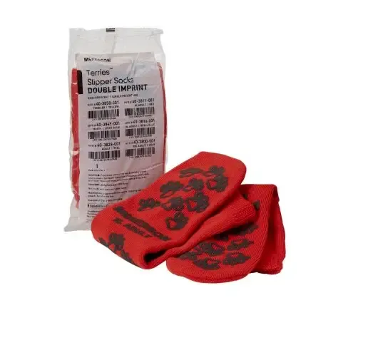 Non-Skid Patient Socks Double Sided Red Adult XL Size