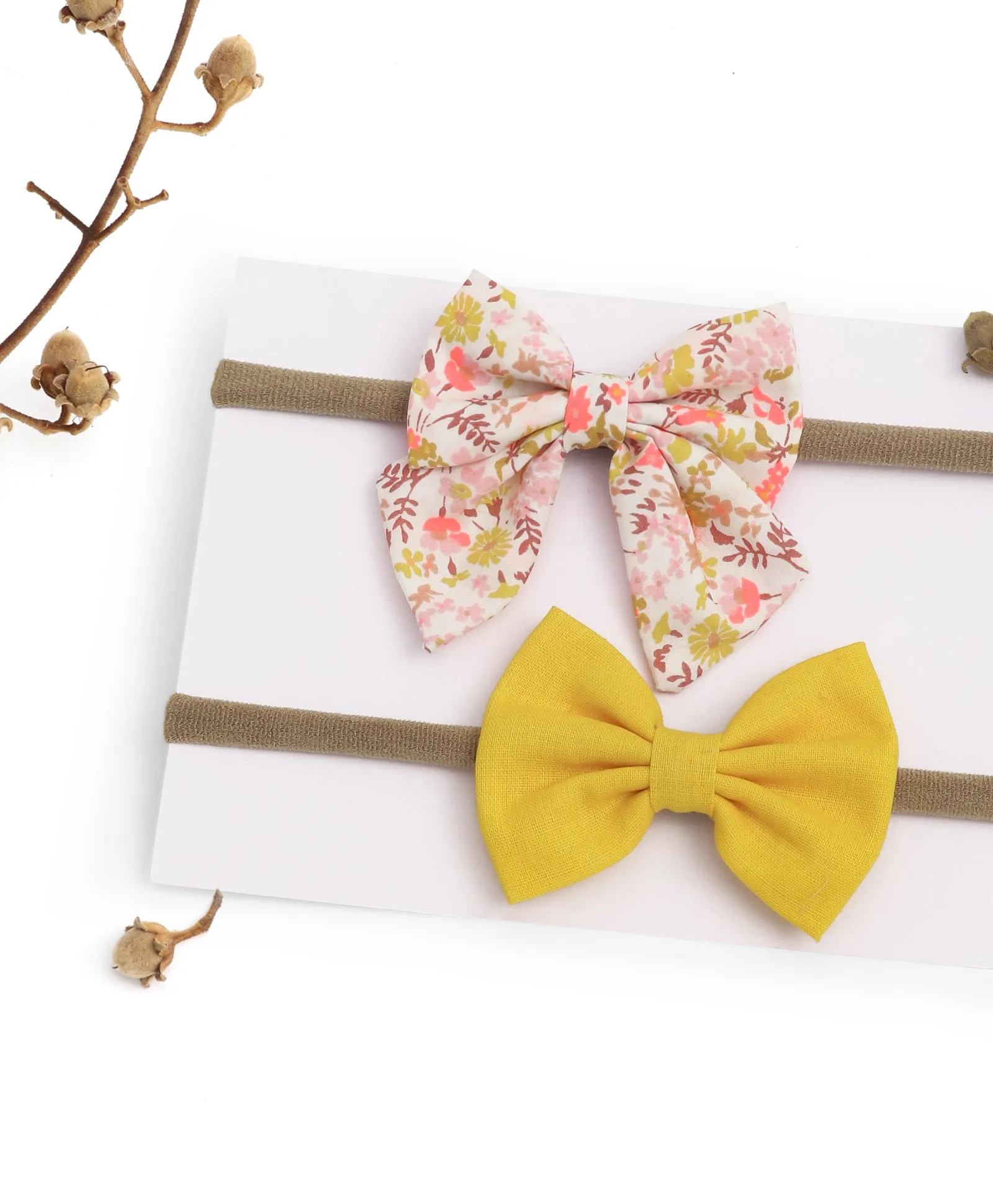 Petite Headband Set - Floral & Yellow