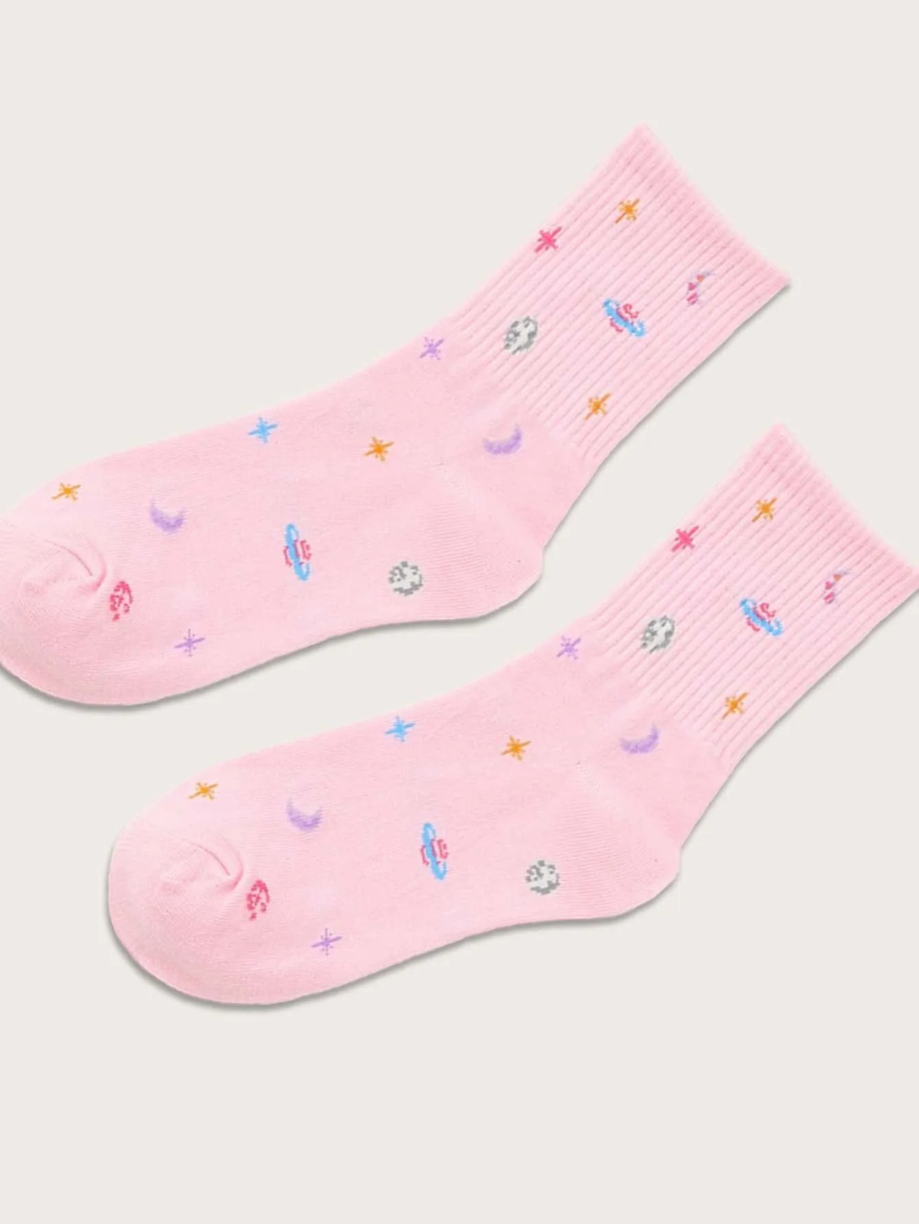 Planet Star Socks Cute Pink Socks Funny Socks for Women Novelty Socks Funky