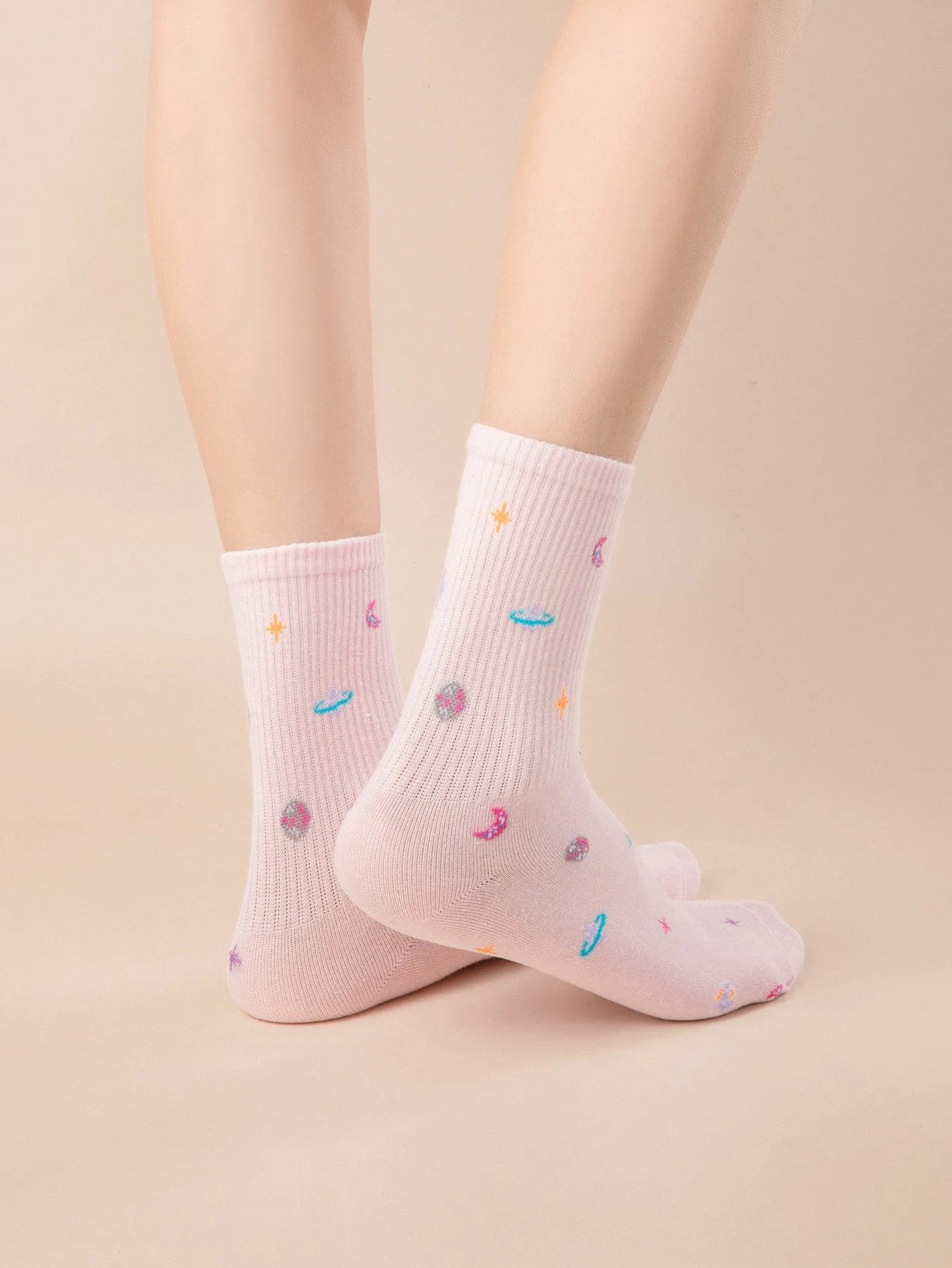 Planet Star Socks Cute Pink Socks Funny Socks for Women Novelty Socks Funky