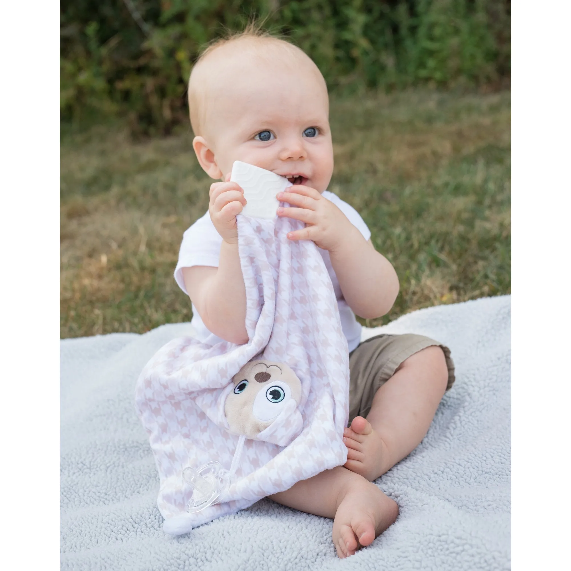 Plush Teether Blanket Pacifier Holders