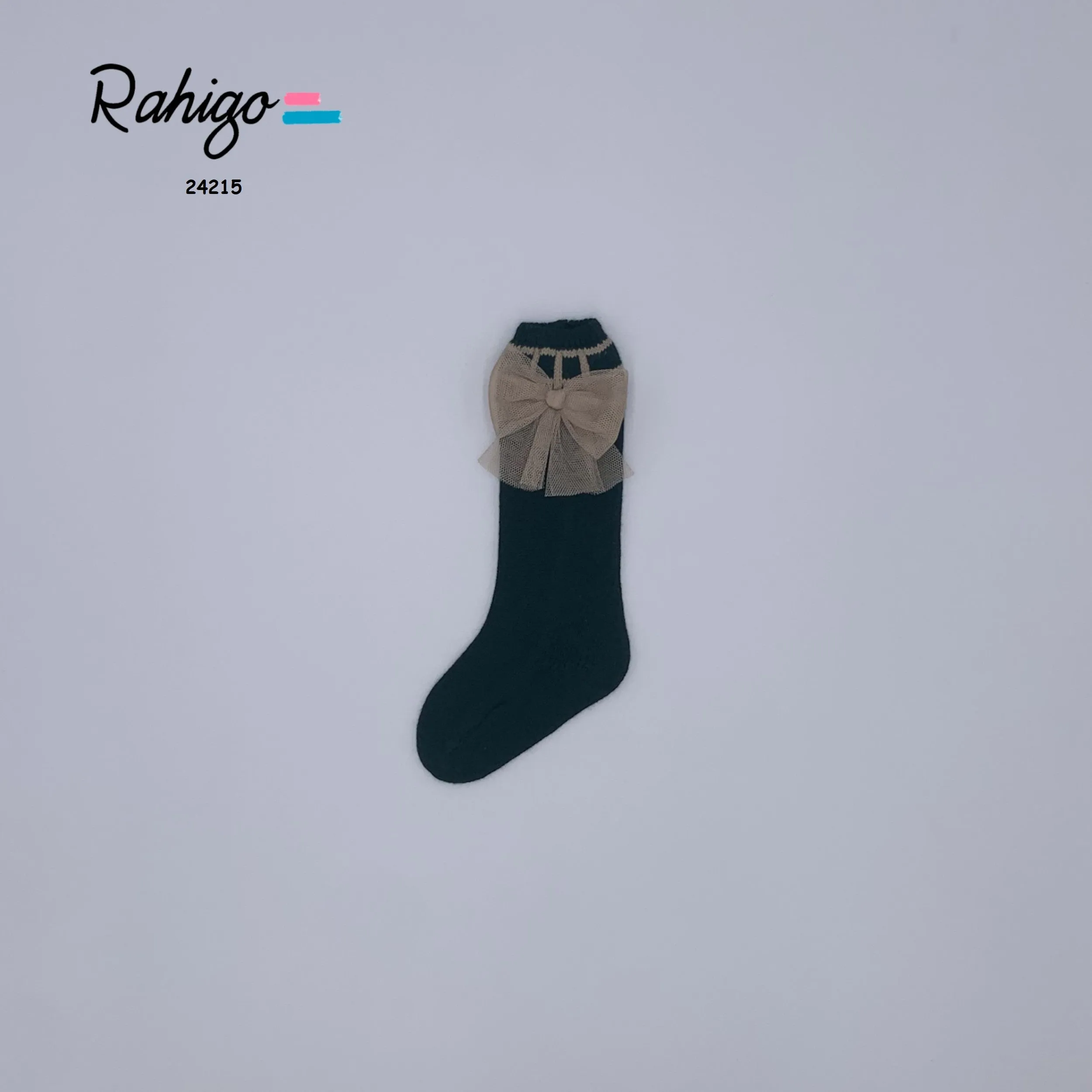 Rahigo Bottle Green Socks with Tulle Bow