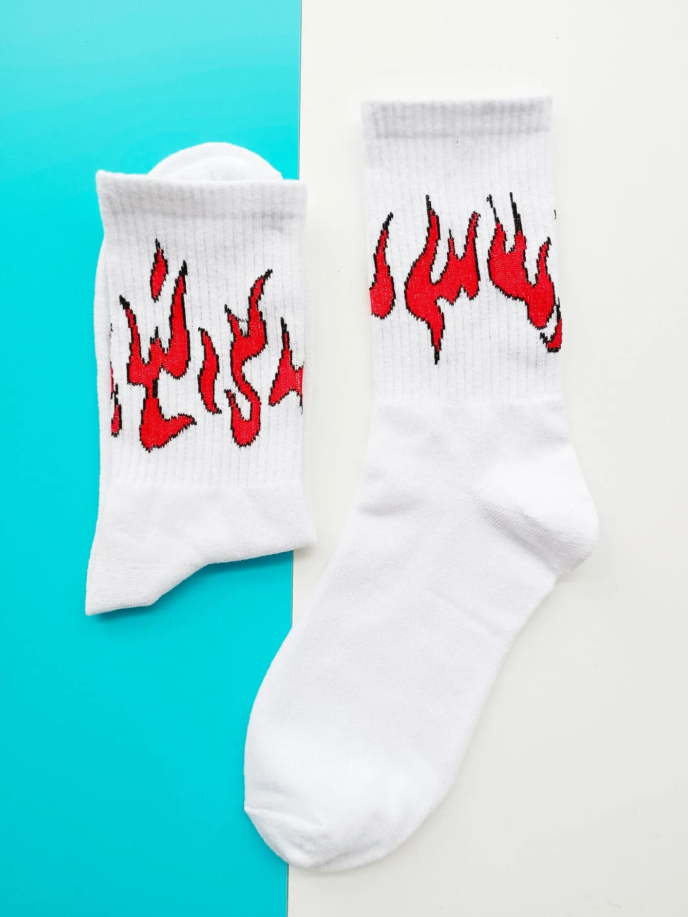 Red Flame Print Socks Funny Socks for Men Novelty Socks Funky Socks Gift for Him