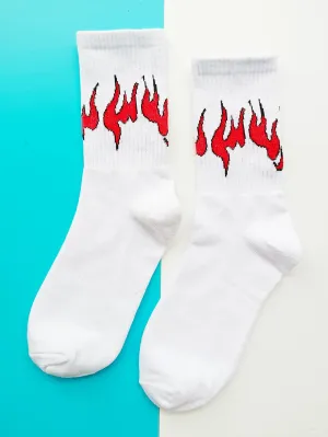 Red Flame Print Socks Funny Socks for Men Novelty Socks Funky Socks Gift for Him