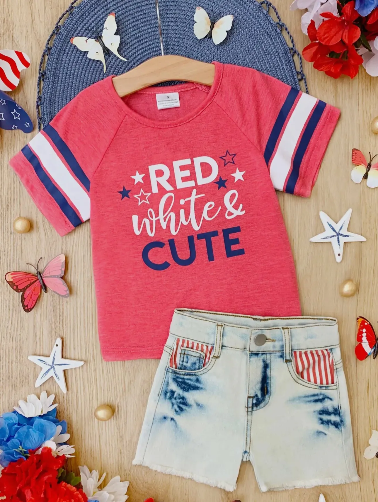 Red White And Cute Short Set