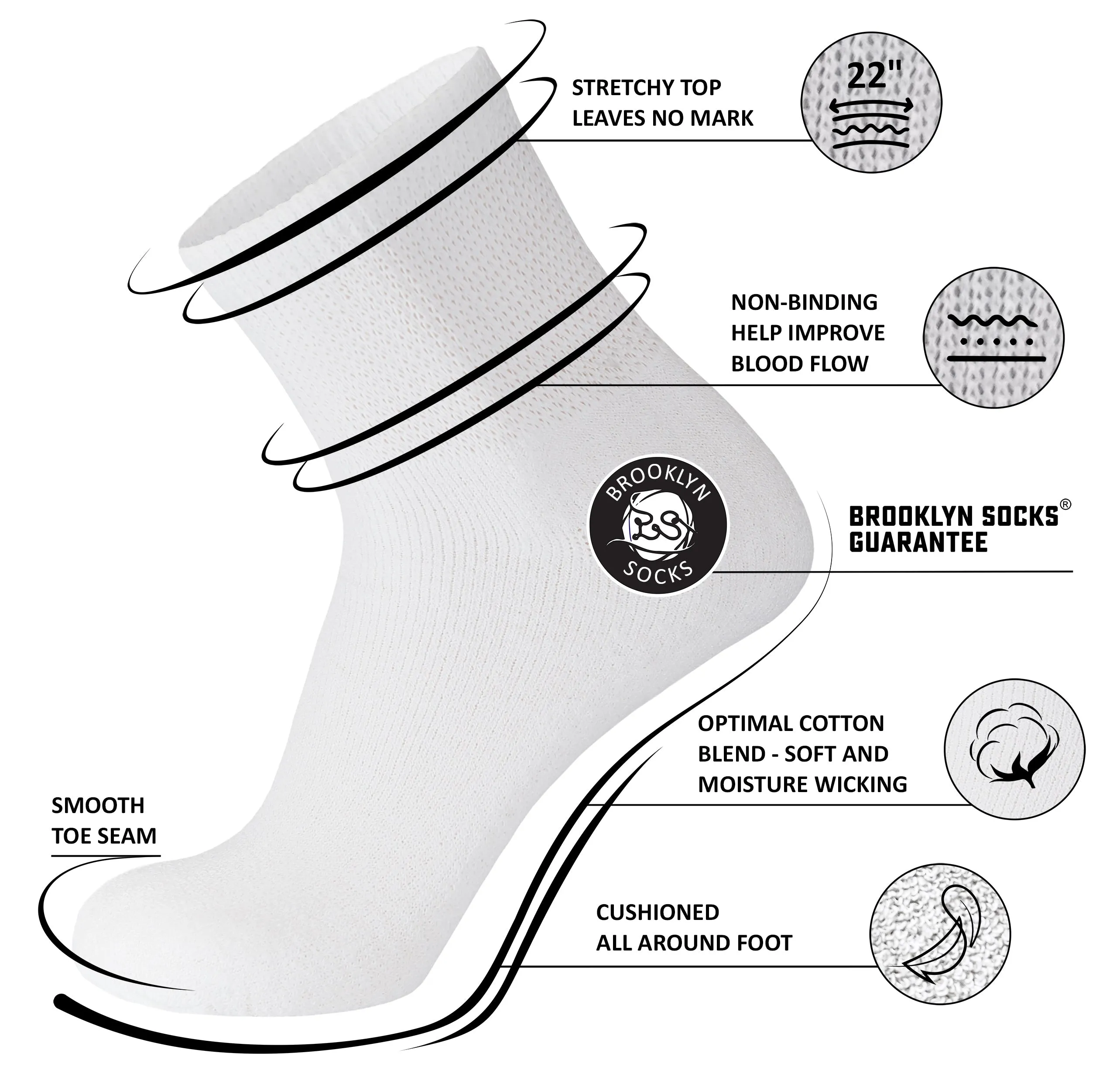 Ringspun Cotton Diabetic Ankle Socks