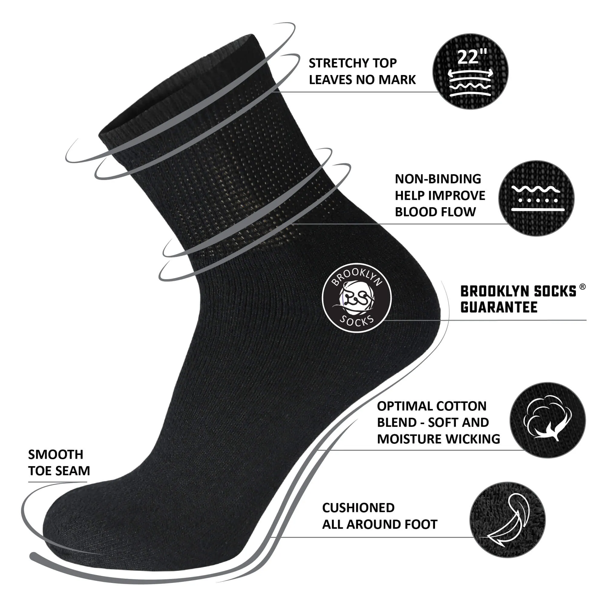 Ringspun Cotton Diabetic Ankle Socks