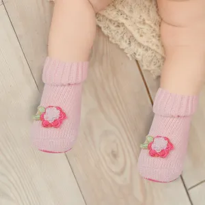 Rosy Newborn Crochet Socks Booties - Pink