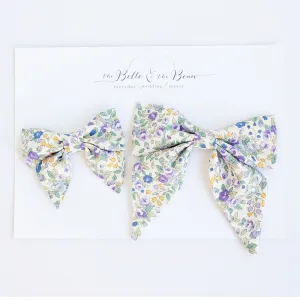 Sailor Bow Clip Or Headband / Blossoms In Purple