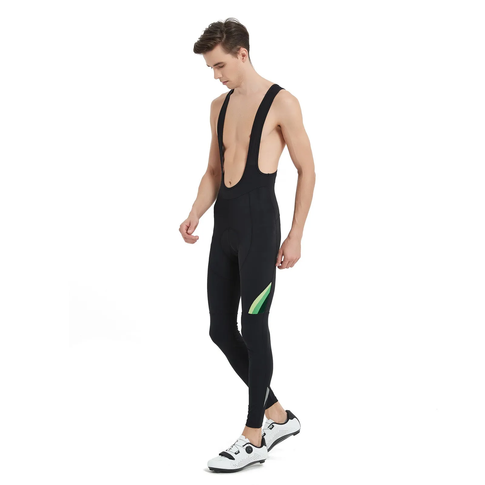 Santic Cycling Bib Tights Men Padded Cycling Bib Pants Green