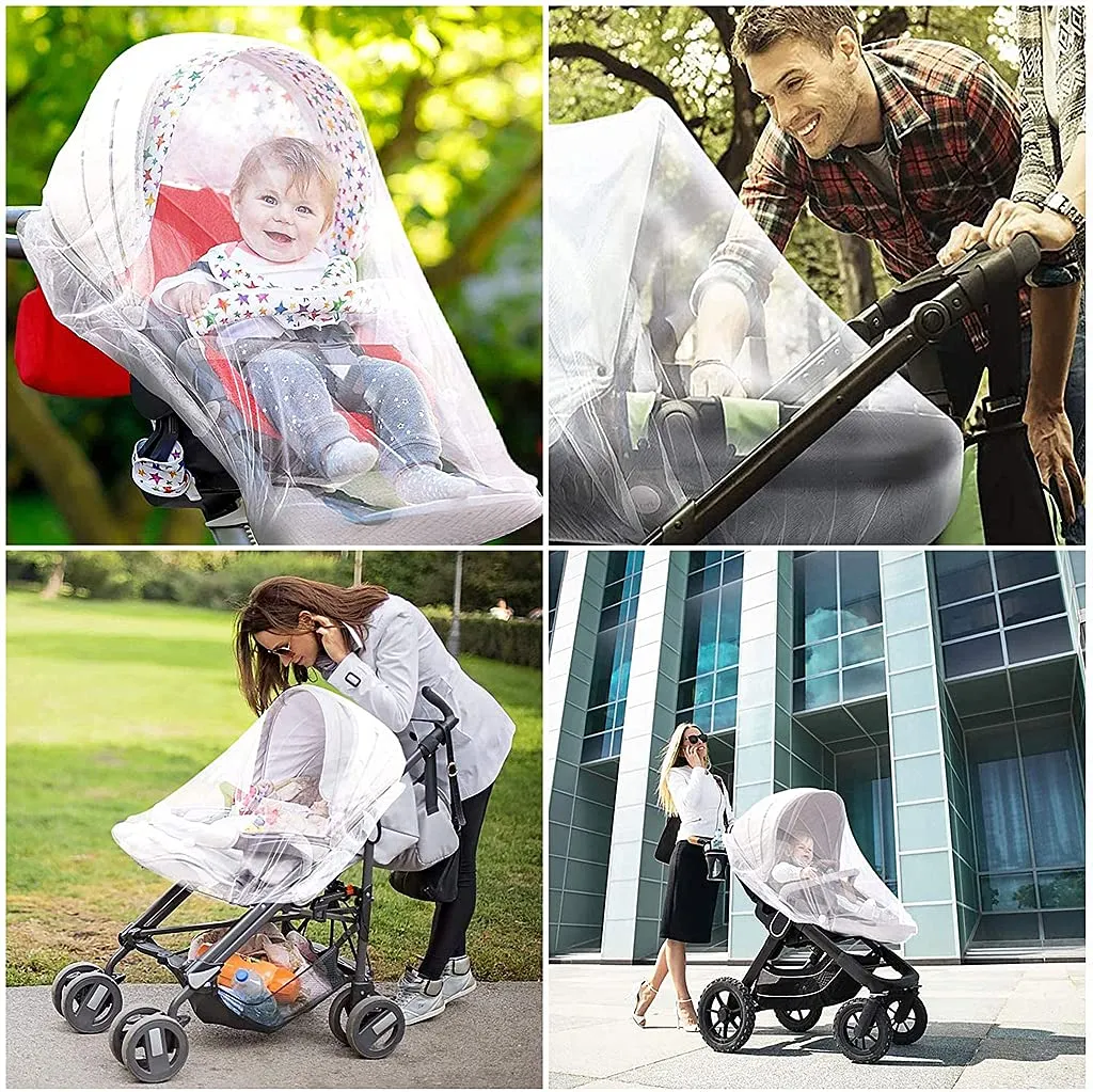 SNOWIE SOFT® Mosquito Net for Baby Carriage Stroller Pram, Carriers, Car Seats, Cradles, Mosquito Net for Pram for Baby/Kids 0 to 3 Year (White)