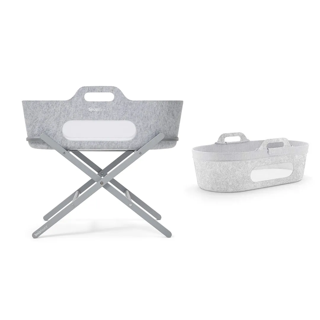 SnuzBaskit Moses Basket   Stand Set - Dove Grey/Light Grey