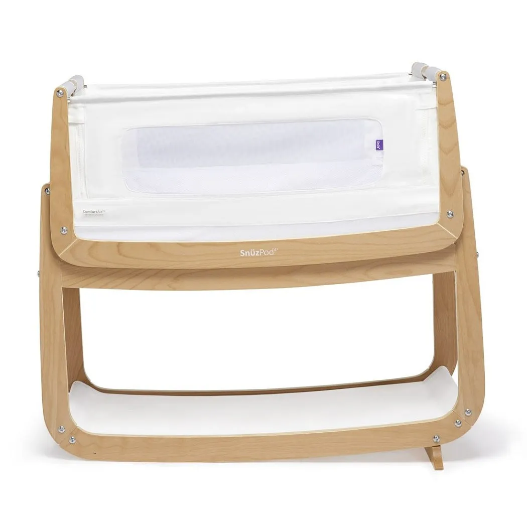 SnuzPod4 Bedside Crib 3-in-1 (Natural) with Mattress