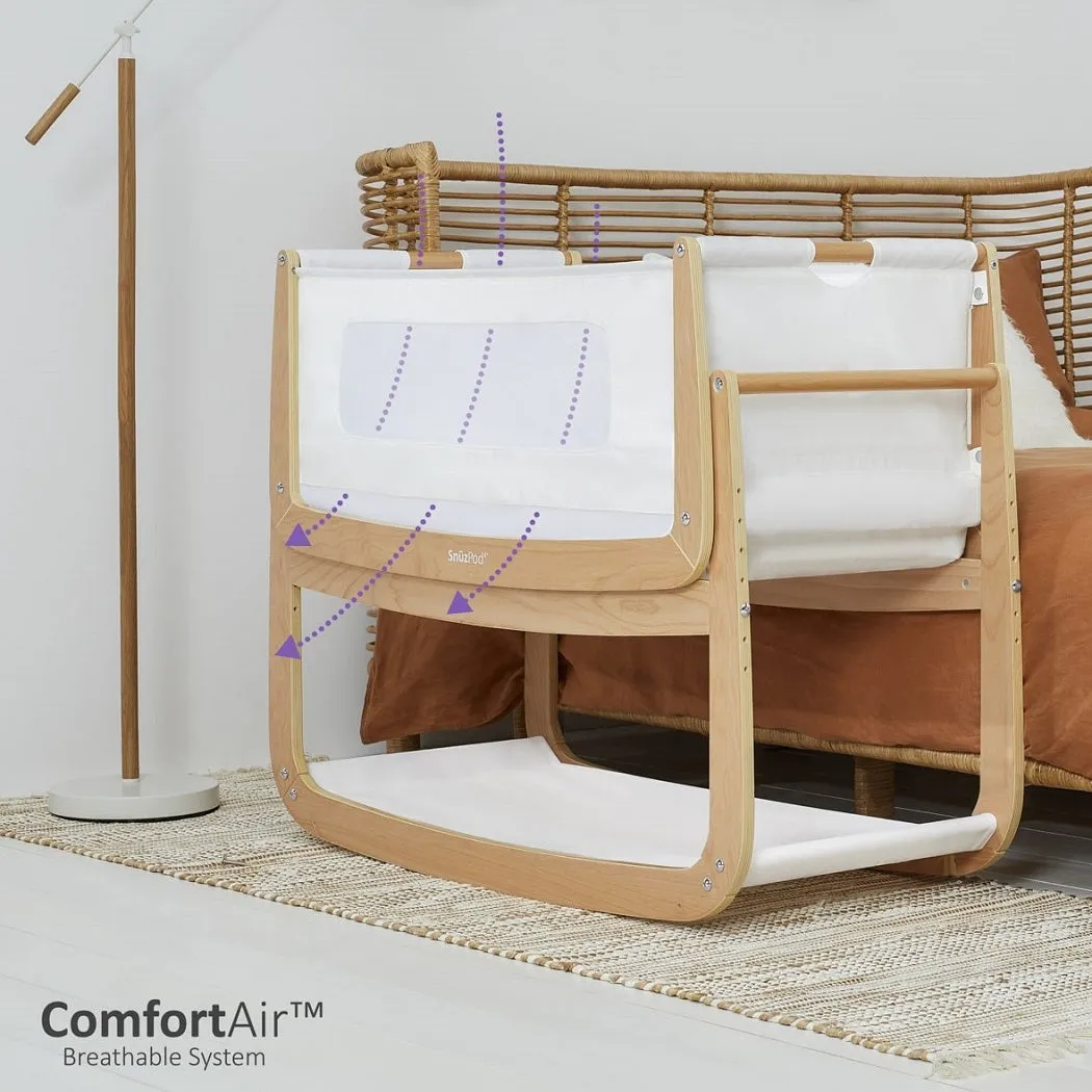 SnuzPod4 Bedside Crib 3-in-1 (Natural) with Mattress