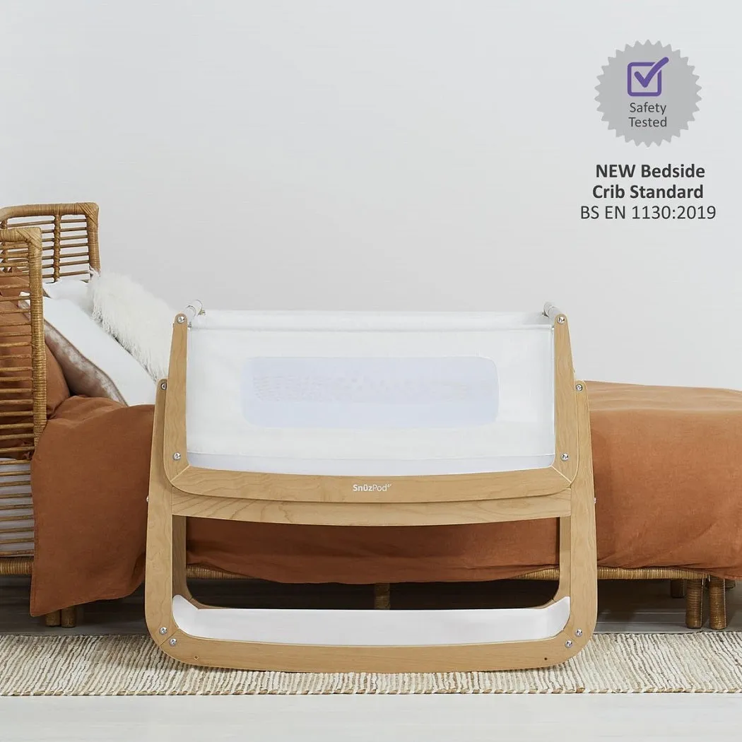 SnuzPod4 Bedside Crib 3-in-1 (Natural) with Mattress