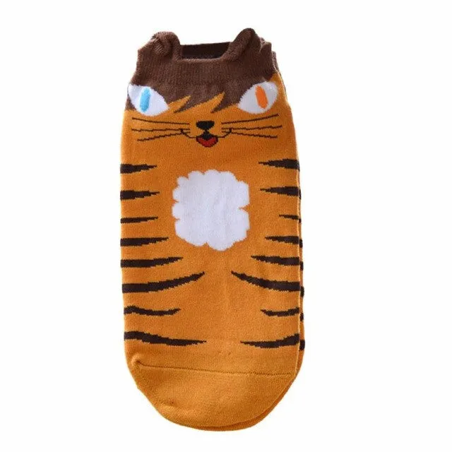 Socks Women Cartoon Cute Cat Keep Warm Cotton Footprints anti-foot Floor Socks For the season