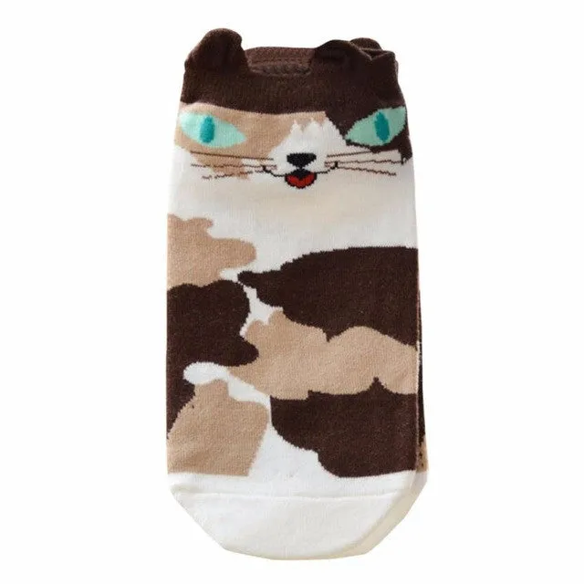 Socks Women Cartoon Cute Cat Keep Warm Cotton Footprints anti-foot Floor Socks For the season