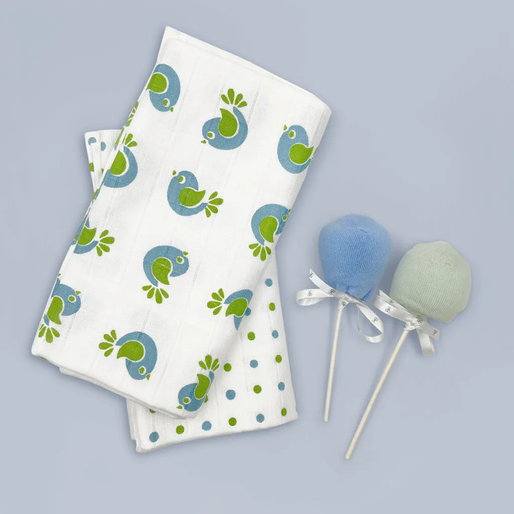 Swaddles and Socks New Baby Gift Set, Blue