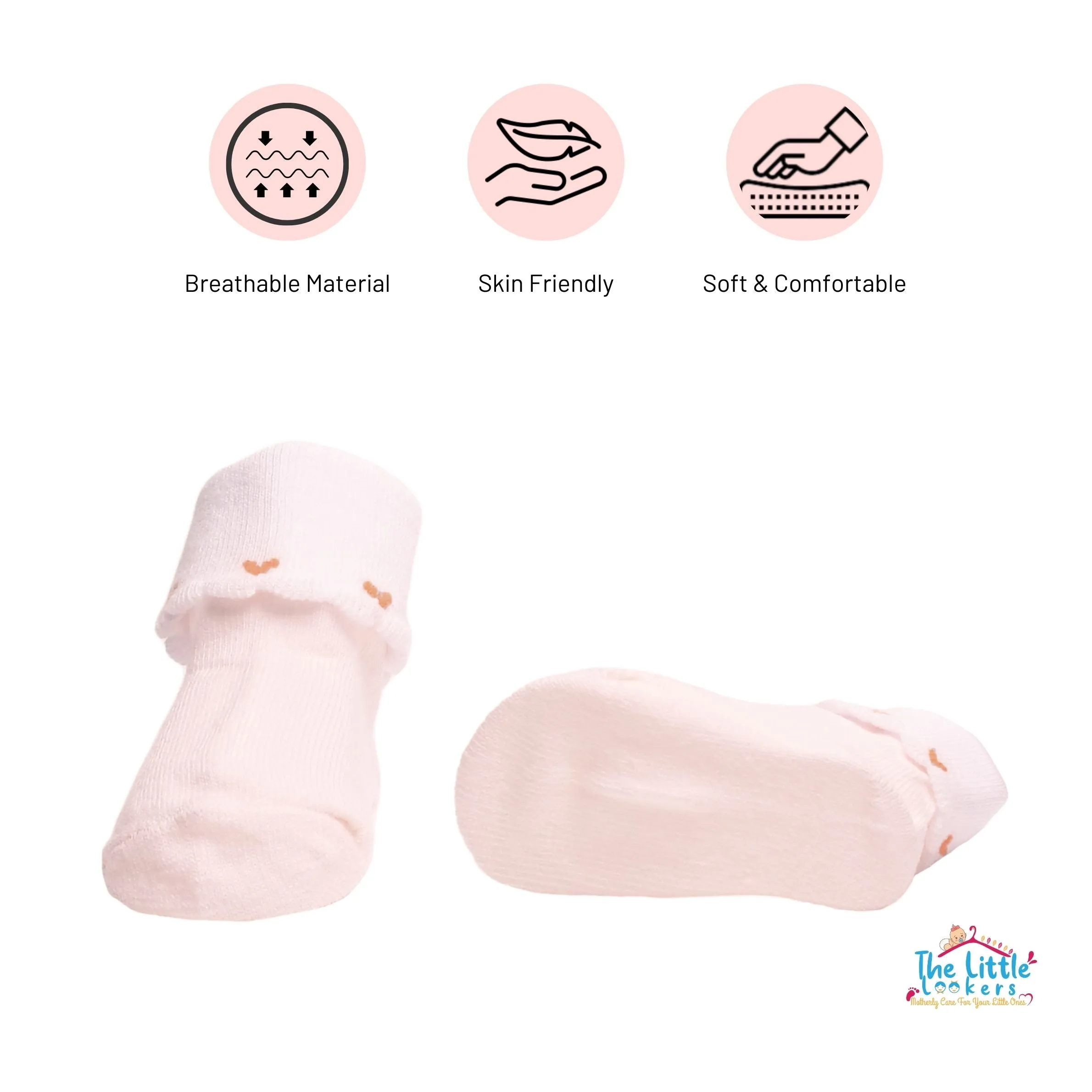 THE LITTLE LOOKERS Cute & Colorful Cotton Baby Frill Socks Set for Baby Boys & Baby Girls (0-3 Months) Frill Socks