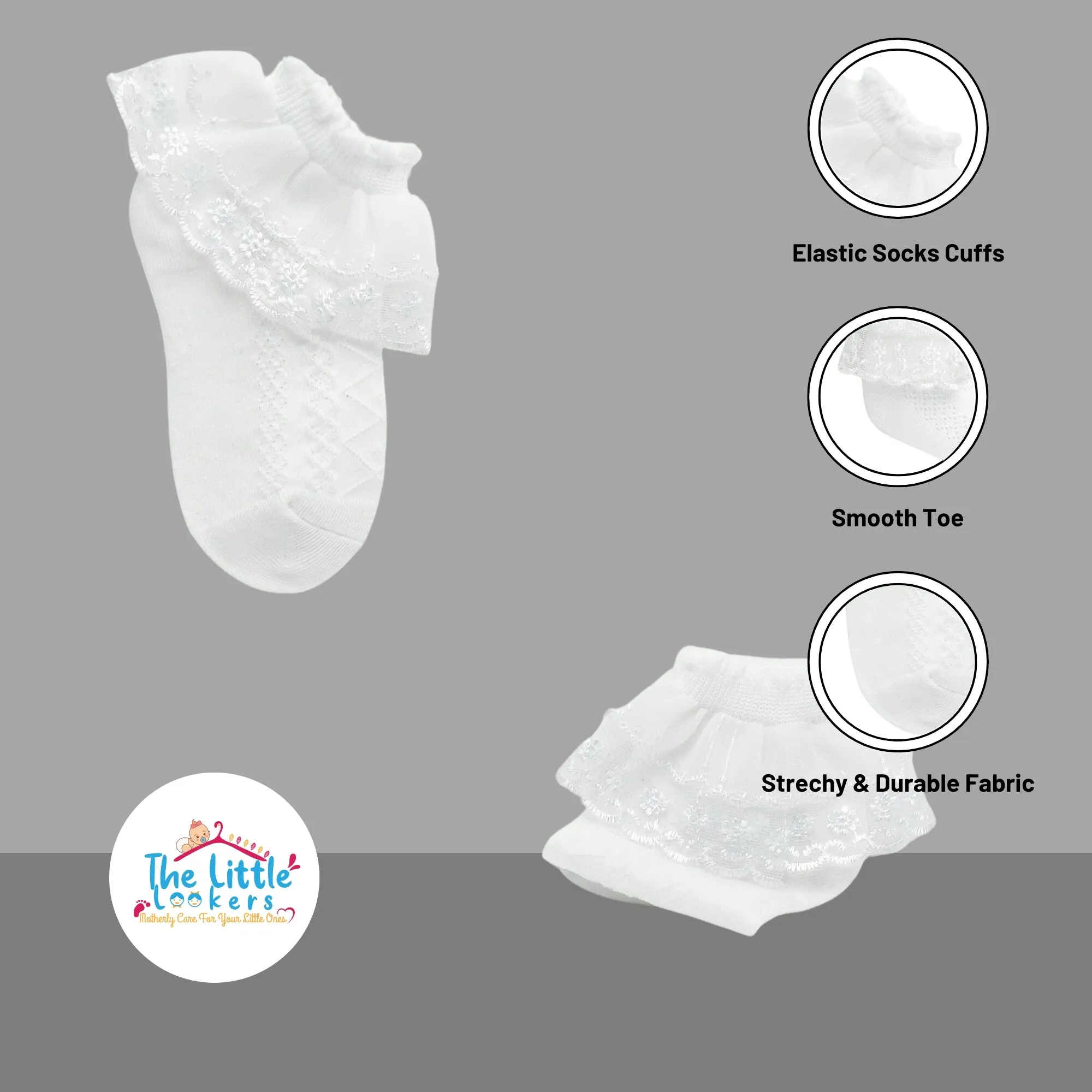 THE LITTLE LOOKERS Cute Cotton Baby Socks Set for Baby Girls I Socks for Infants/Toddlers/Kids - Pack of 2