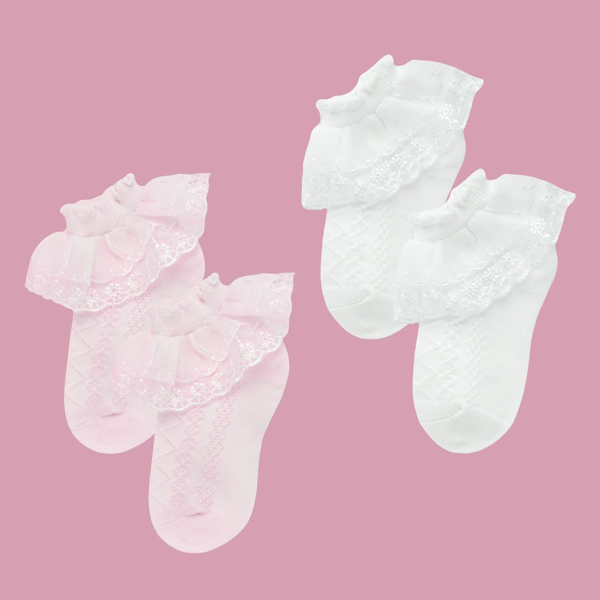 THE LITTLE LOOKERS Cute Cotton Baby Socks Set for Baby Girls I Socks for Infants/Toddlers/Kids - Pack of 2