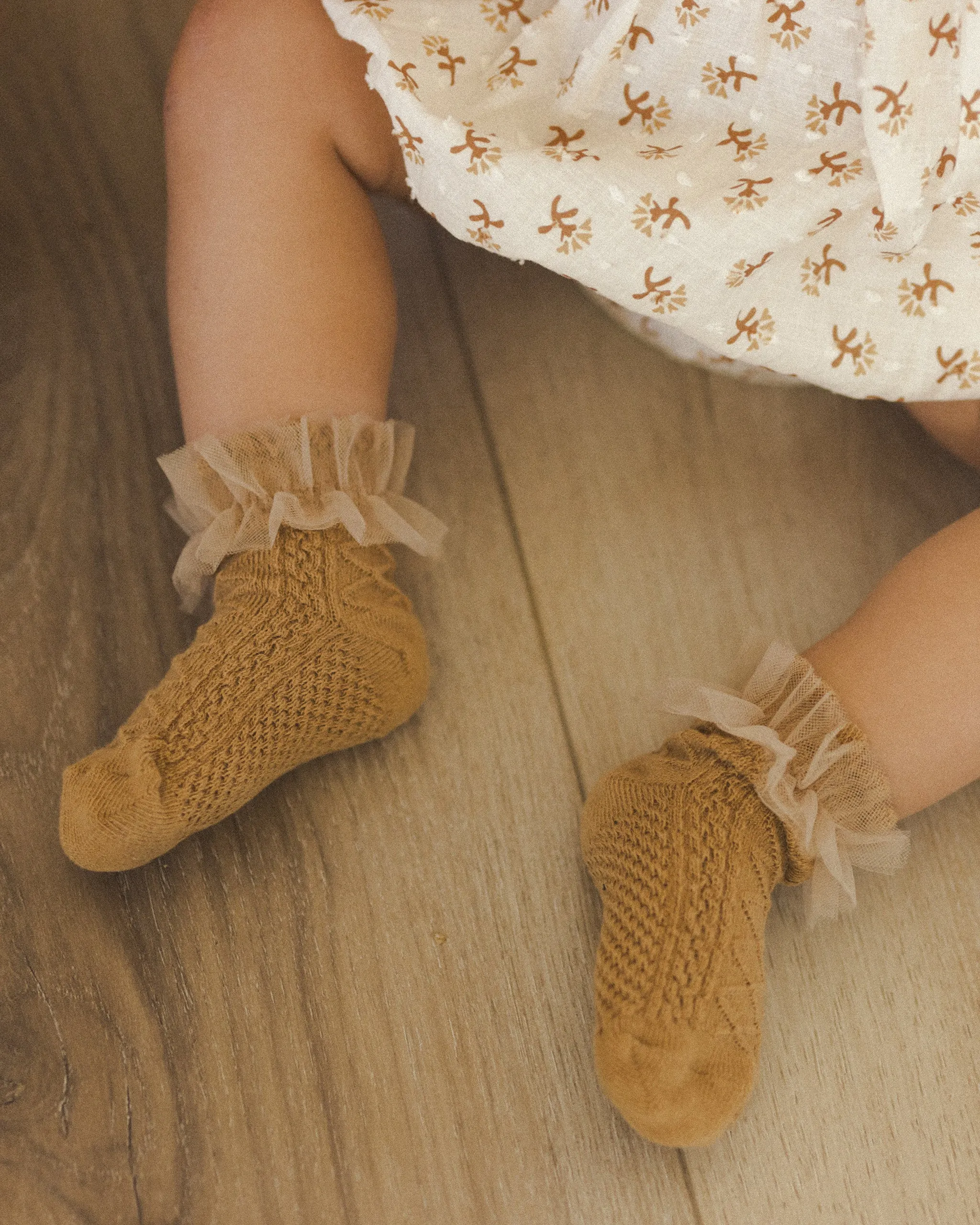 The Ruffle Sock SET of 2 by Noralee - Ivory   Golden - BABY