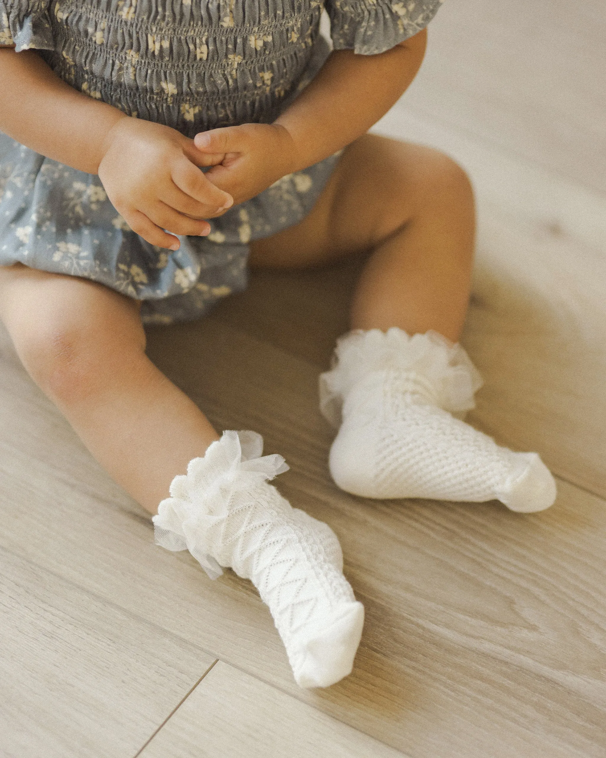 The Ruffle Sock SET of 2 by Noralee - Ivory   Golden - BABY