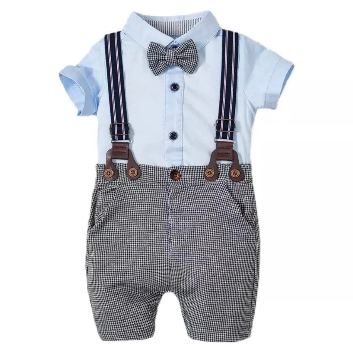 Venice - Baby Boy Summer Suit Set with Shorts   Bowtie   Suspenders