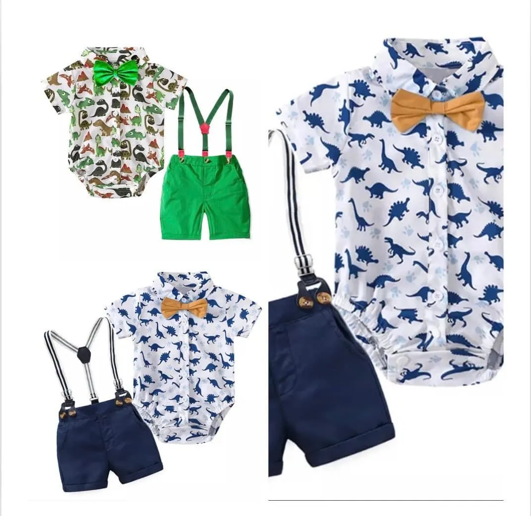 Venice - Baby Boy Summer Suit Set with Shorts   Bowtie   Suspenders