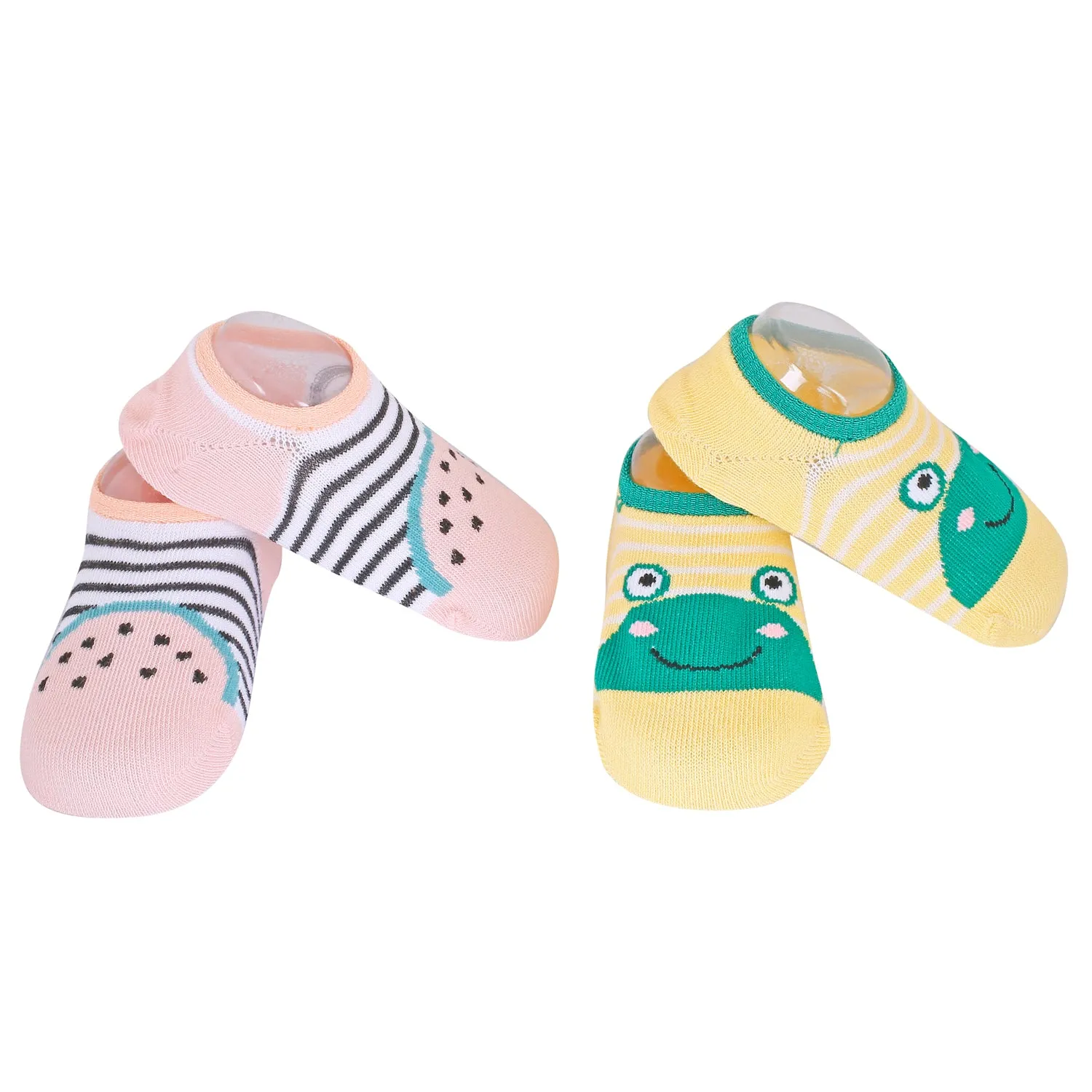 Watermelon And Frog Pink And Yellow 2 Pk Socks